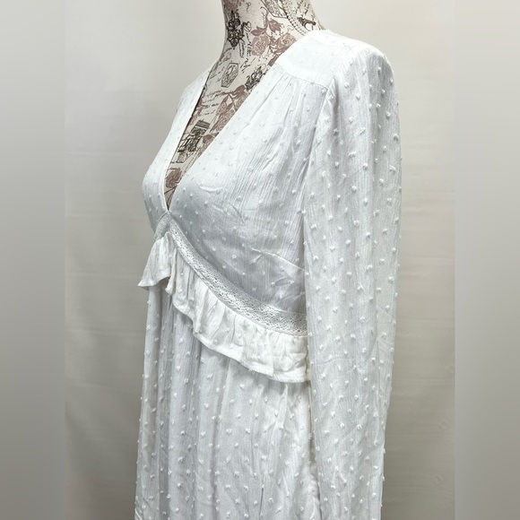 PAIGE White ODELISE raised dot ruffle hem mini dress size‎ S. - Picture 8 of 15